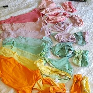 Honest Company Rainbow 6-9 months Onsies, Bows, and Bandanas